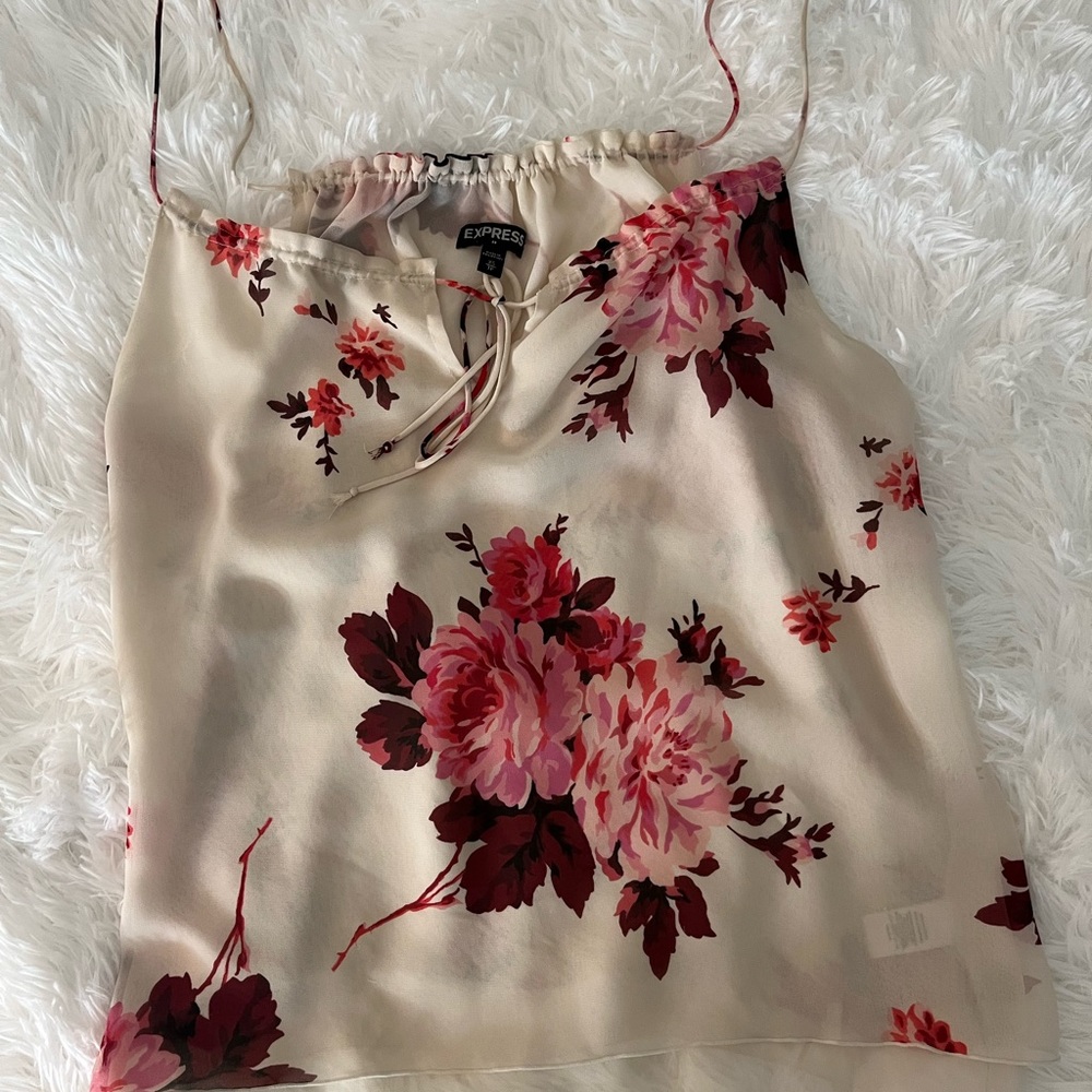 White with Pink Flowers Express tank